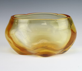 An orange Studio Glass freeform vase 28cm 