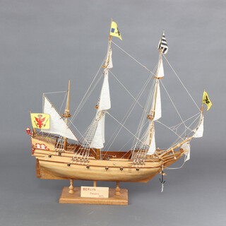 A fully rigged wooden model of the frigate Berlin 1675 83cm x 71cm x 16cm  