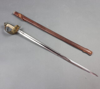 Henry Wilkinson, a George V Naval Officer's sword, the back of the blade marked 47333, contained in an associated leather scabbard 