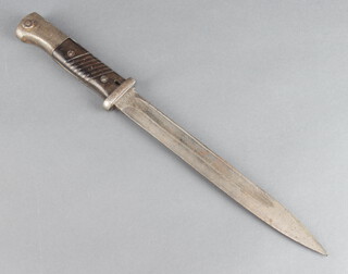A German Mauser bayonet, the blade marked 2877 42Cue
