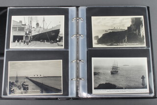 Approx. 128 black and white postcards of RMS Queen Mary 