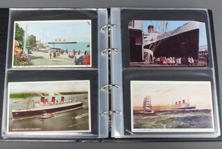 An album of approx. 128 coloured postcards of RMS Queen Mary 