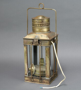 A brass lantern 39cm h x 17cm w x 16cm d 
