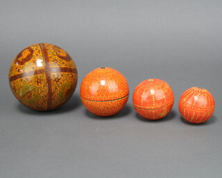 Four Victorian nesting balls 10cm, 7cm, 6cm and 5cm 