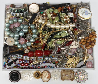 A silver and hardstone bracelet, pendant and earrings and minor costume jewellery 