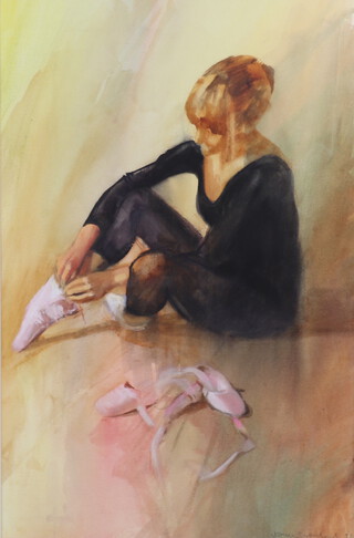 John Scarland, watercolour signed, study of a ballet dancer 50cm x 33cm 