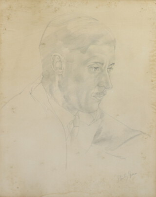 Stanley Spencer 1891-1959, pencil drawing signed, portrait of Albert Victor Dunlop 50cm x 40cm  