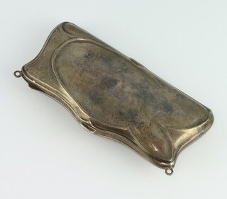 A silver purse with leather interior Chester 1919 13cm 