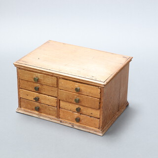 A Victorian pine collectors chest of 8 drawers with brass handles 24cm h x 45cm w x 31cm d 