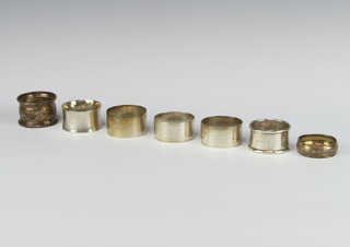 A pair of silver napkin rings Birmingham 1987 and 5 others, 148 grams 