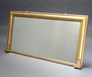 A Regency rectangular plate over mantel mirror contained in a gilt frame with columns to the sides, 76cm h x 148cm w 