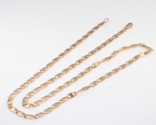 A 9ct yellow gold flat link necklace, 60cm, 17gms