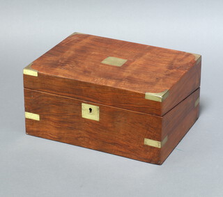A Victorian walnut and brass banded writing slope with hinged lid 15cm h x 30cm w x 22cm d (complete with interior) 