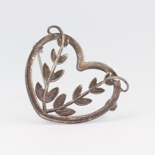 A Georg Jensen silver hearts and vines brooch, no 242b