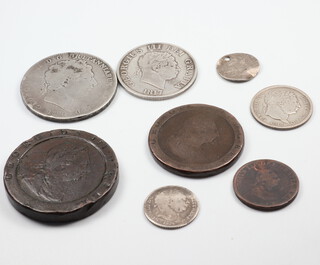 A George III penny and six other George III coins