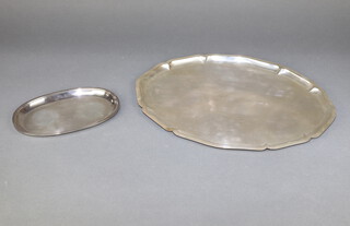 A Continental silver salver, 39cm x 30cm together with a sterling silver dish, 20cm x 13cm, 848gms