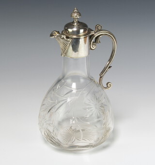 A silver plated mounted cut glass ewer 23cm 