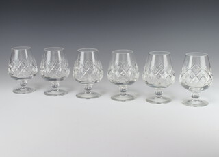 Six cut glass brandy glasses