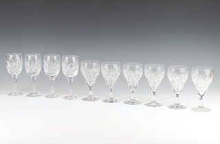 Six Tudor crystal wine glasses and four crystal sherry glasses