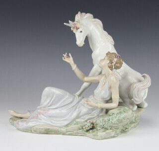 A Lladro group Goddess and the Unicorn, no 6007, 23cm