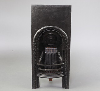 A Victorian cast iron fireplace insert, the back with kitemark 92cm h x 40cm w x 17cm d, grate size 22cm x 13cm 