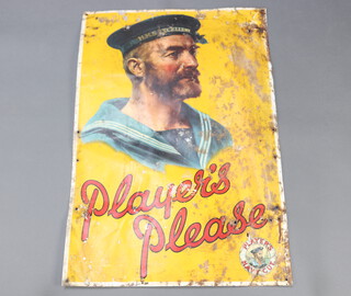A pressed metal Players Please cigarette advertising sign 73cm h x 50cm w 