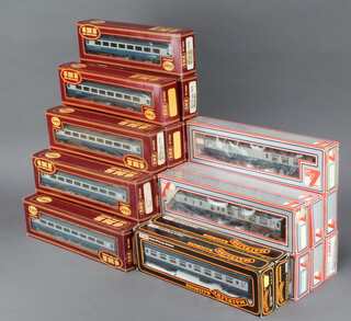 Fifteen Airfix GMR British Railways carriages, 7 Lima railway carriages and two Mainline railway carriages, all boxed