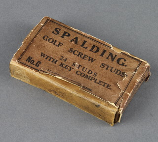 Twenty-four 1920's/30's Spalding golf screw studs complete with key in original box (never opened)