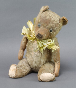 A yellow mohair teddy bear 50cm h x 15cm w