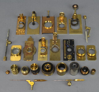 A quantity of various 19th Century and later microscope lenses and component parts 