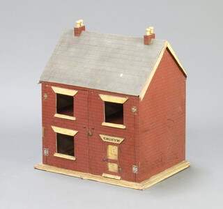 A 1930's painted wooden dolls house marked Emohym 52cm h x 45cm w x 33cm d 