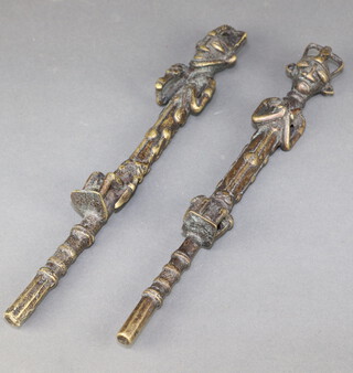 A pair of Benin bronze keys/sceptres 33cm x 4cm 