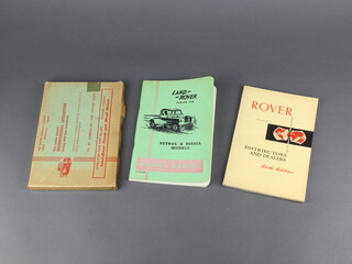 Land Rover, a Series 11A petrol and diesel models owner's manual August 1961, part no. 4388 together with a Rover part no. 4315 distributors and dealers booklet 6th edition 