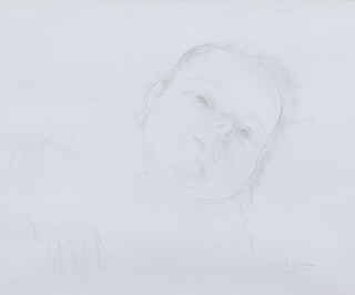 Thomas Cantrell Dugdale (1880-1952), "Stuart", pencil sketch of a baby, inscribed T C Dugdale November 3rd 1950, with Royal Society of Portrait Painters label to verso 25cm x 30cm 