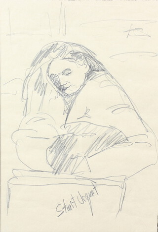 Stuart Urquart, pencil sketch, study of a lady with child 32cm x 24cm