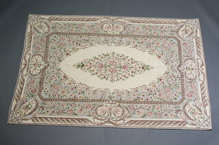 A white and floral patterned Kashmir panel 182cm x 121cm 