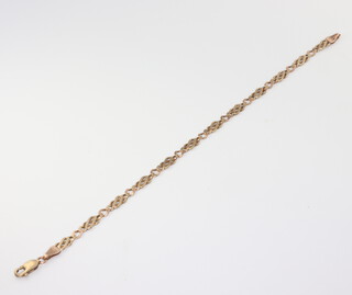 A 9ct yellow gold flat link bracelet, 3.5gms