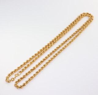 A 9ct yellow gold rope twist necklace and earrings, 18.3gms