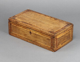 A 19th Century rectangular inlaid mahogany trinket box with hinged lid 8cm h x 25cm w x 13cm d 