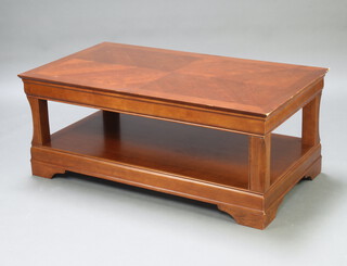 An American style crossbanded cherry rectangular 2 tier coffee table 51cm h x 128cm w x 71cm d (contact marks)