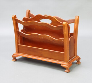 A mahogany twin section Canterbury raised on ogee bracket feet 42cm h