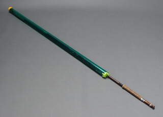 A Vortex Fibally Daiwa graphite osprey trout fly fishing rod contained in a green plastic case 