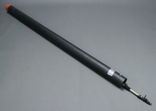 A Falden Clipper pole 5M fishing rod, a Shakespeare IN2 travel 8 rod, a Premium Classic 350 fishing rod, a landing rod pole, all contained in a black tube 