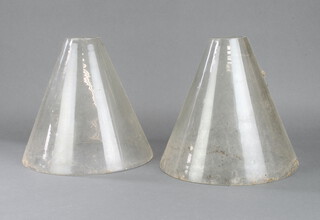 A pair of Victorian style clear glass garden cloches 30cm h x 31cm diam. (some lights chips to the edges)