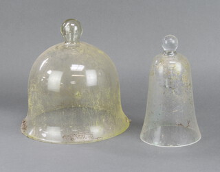 A Victorian style bell shaped garden cloche 26cm h x 25cm diam. and 1 other 22cm x 13cm 