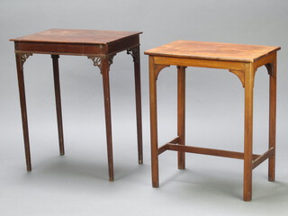 A 19th Century rectangular mahogany Chippendale style occasional table with blind fret decoration 72cm h x 58cm w x 40cm d (some splits, contact and ring marks) together with 1 other table 69cm h x 56cm w x 39cm d 