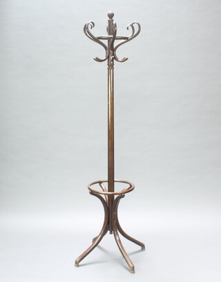 A Thonet style cafe coat and hat rack 196cm h x 36cm diam. 