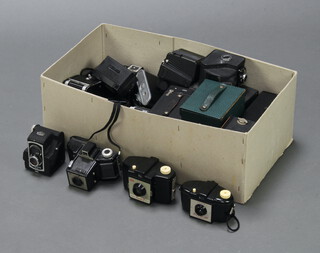 An Ilford Envoy camera, a 2A Beau Brownie camera boxed, 5 boxed cameras and other cameras  