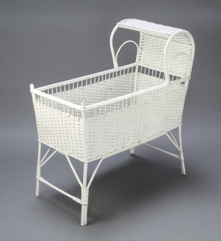 A child's white painted crib 92cm h x 85cm w x 45cm d 