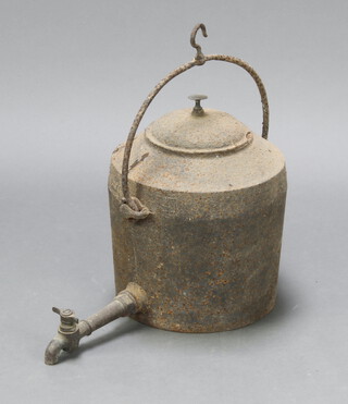 A Victorian iron tea kettle 36cm h x 30cm (chip to lid) 